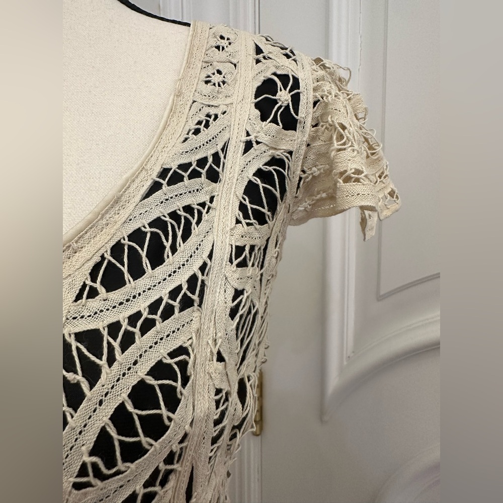 Betsy Johnson Vintage Y2K 100% Silk 100% Cotton Scalloped Crochet Dress (Size 4) - Picture 5 of 12